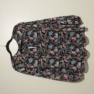 Floral Long Sleeve V-neck Blouse Sz 10